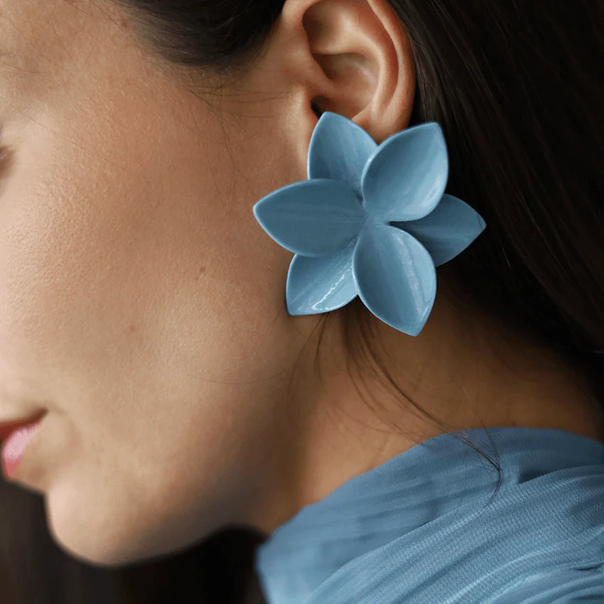 Blue Blossom Ceramic Earrings