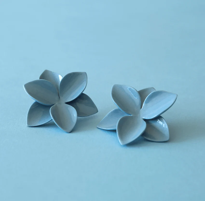 Blue Blossom Ceramic Earrings