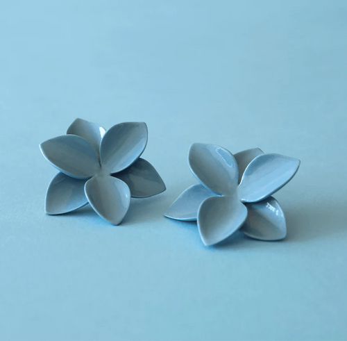 Blue Blossom Ceramic Earrings
