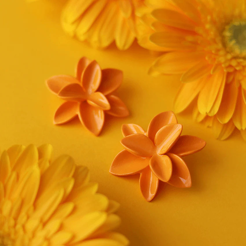 Tangerine Bloom Ceramic Earrings