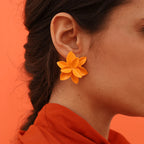 Tangerine Bloom Ceramic Earrings