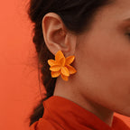 Tangerine Bloom Ceramic Earrings