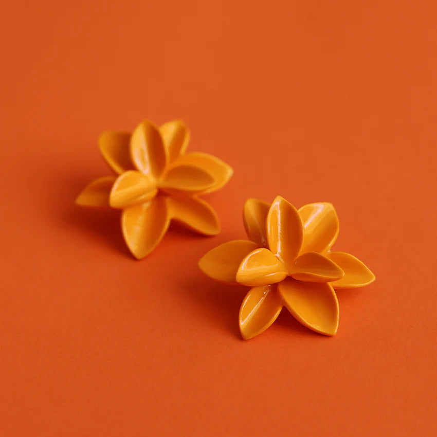 Tangerine Bloom Ceramic Earrings