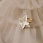 Ivory Blossom Ceramic Ring
