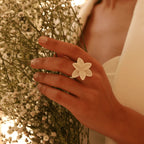 Ivory Blossom Ceramic Ring