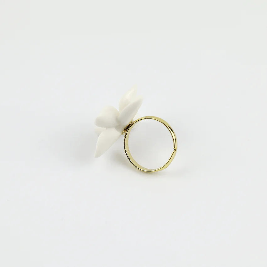 Ivory Blossom Ceramic Ring