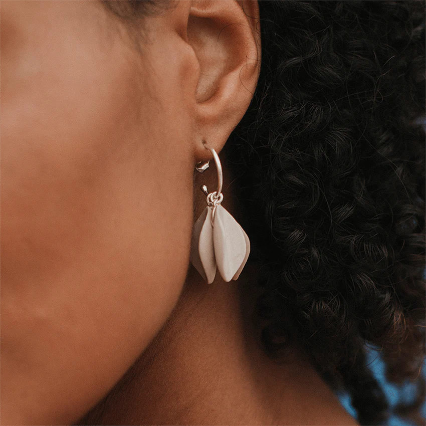 Lavender Breeze Triple Petal Porcelain Earrings