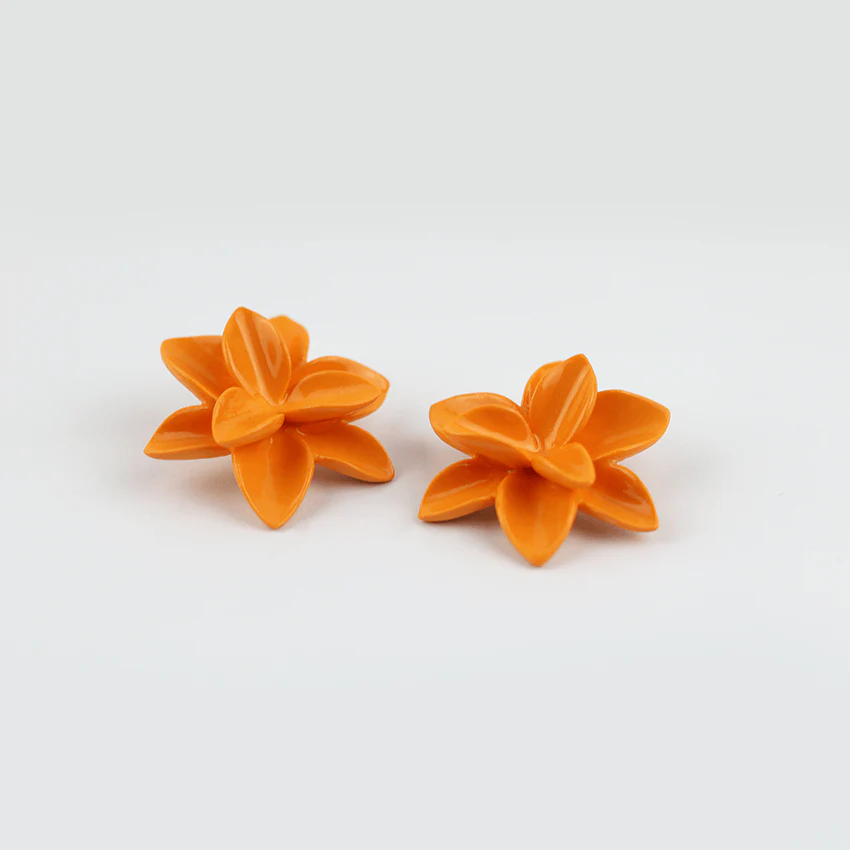 Tangerine Bloom Ceramic Earrings
