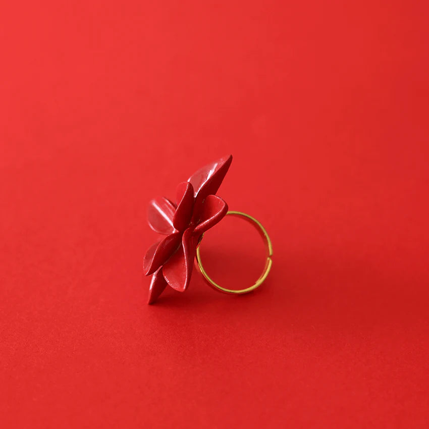 Scarlet Blossom Ceramic Ring