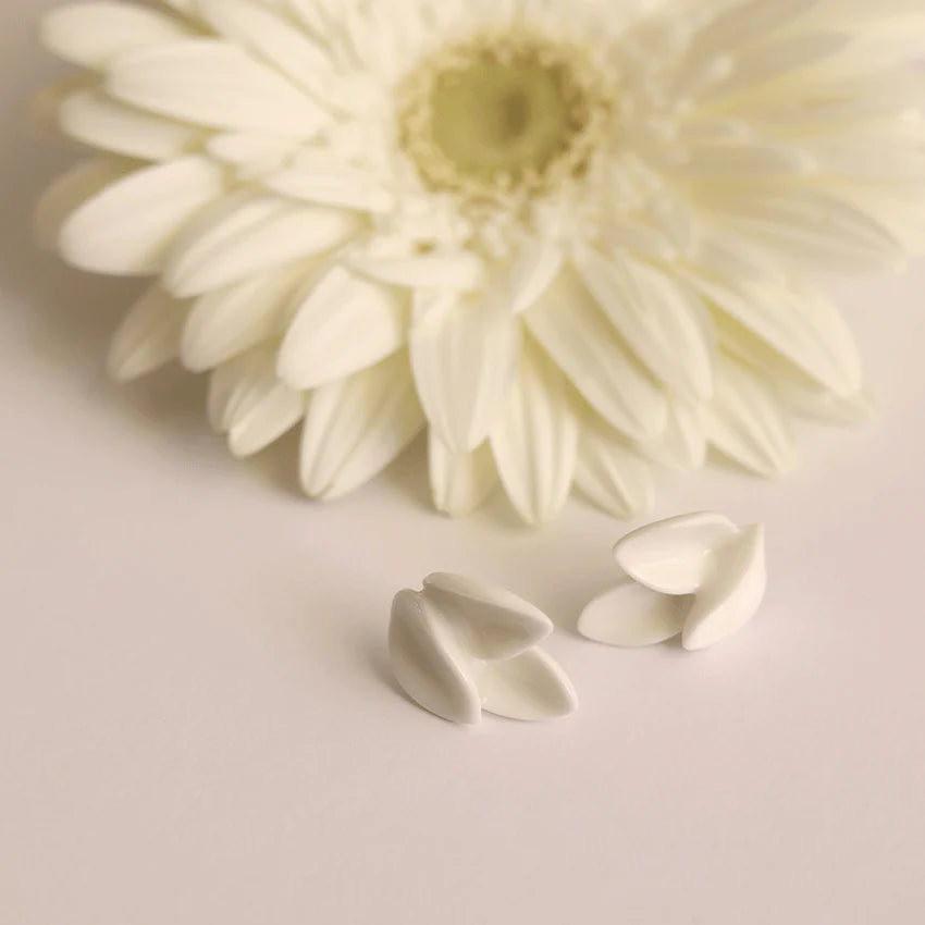 White Petal Stud Earrings